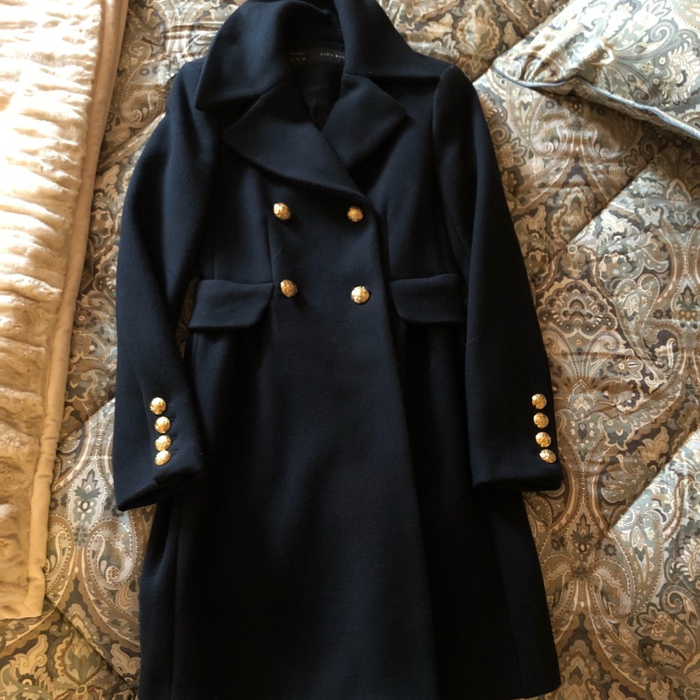 Navy Zara Midi Coat